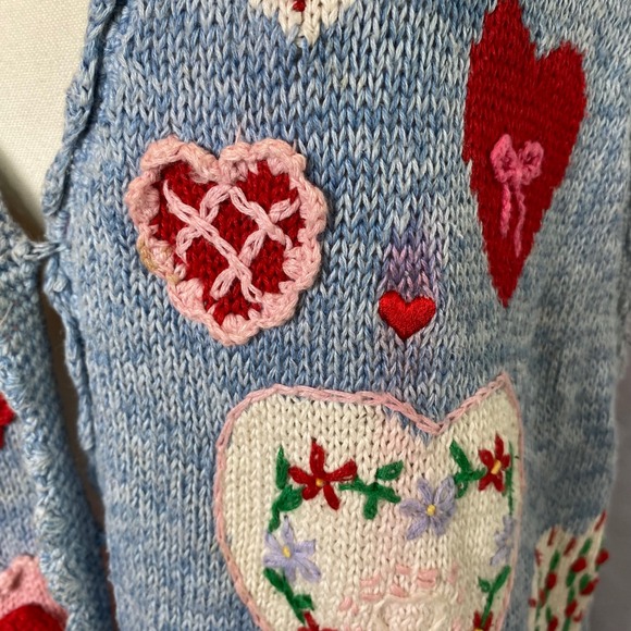 Vintage Eagle's Eye Heart Knit Sweater Vest Medium Valentines Cottage Grandma - Picture 2 of 13